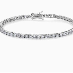 White CZ Stone Tennis Bracelet Sterling Silver